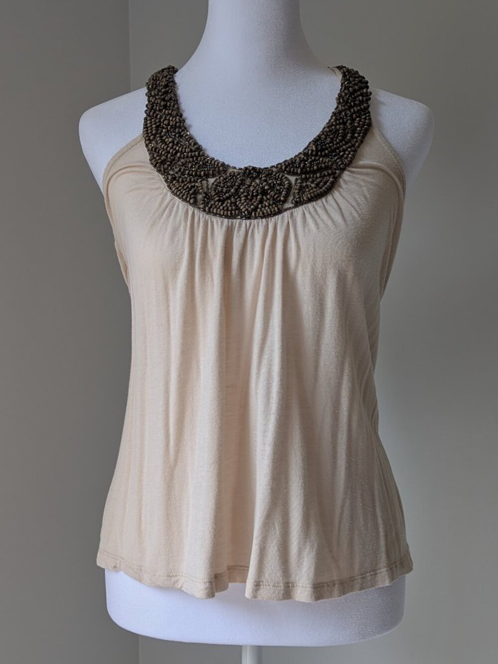 Wet Seal Tan Beaded Sleeveless Top